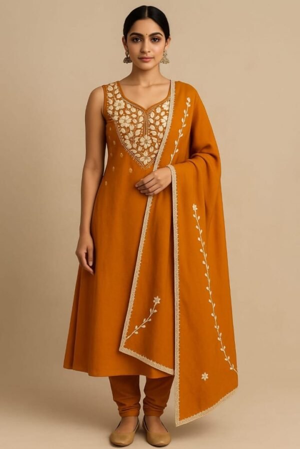 Yellow Embroidered Unstitched Suit Set